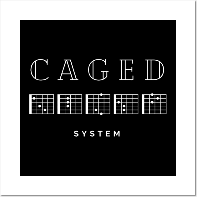 Caged System Guitar Chords Dark Theme Wall Art by nightsworthy